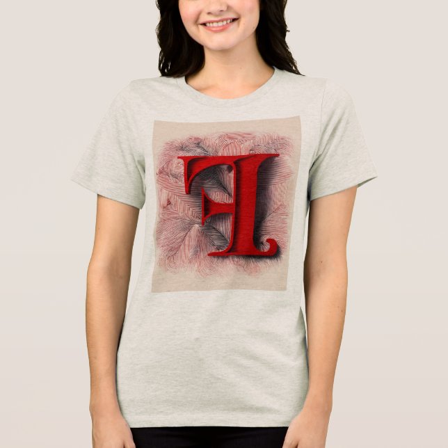 Camiseta Triblenda White Letter F on Red – High-Contrast Detailed Log (Anverso)