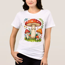 Camiseta Triblenda Wild mushrooms and flowers in grass forest nature