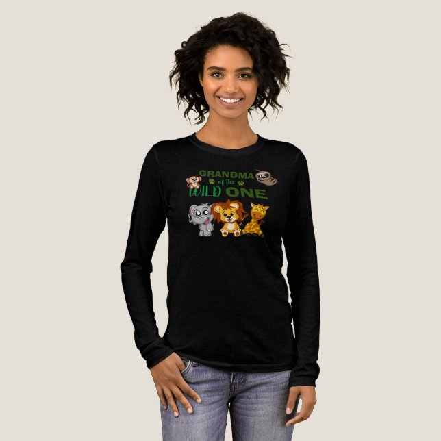 Camiseta Triblenda Wild One Jungle Safari Zoo Animal Grandma Birthday (Anverso Completo)