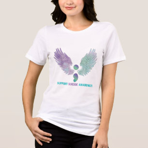 Camiseta Triblenda Wings Semicolon Apoyo Suicidio Conciencia Verde az