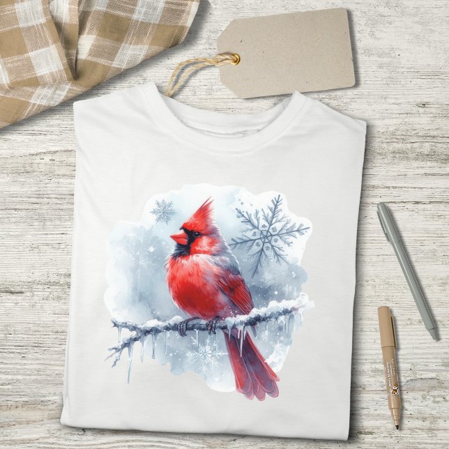 Camiseta Triblenda Winter Cardinal with Snowflakes on Icy Branch (Subido por el creador)