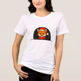 Camiseta Triblenda Winter Fox Women’s Tee – Cute Cozy Fox with Hat & 