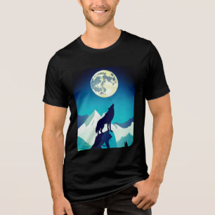 Camiseta Triblenda Wolf Howling en la luna llena