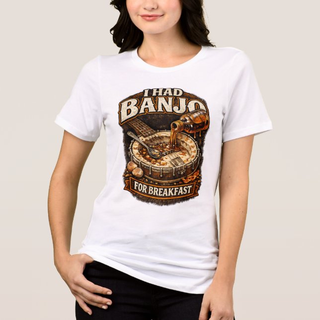 Camiseta Triblenda Women's T-Shirt "I had Banjo for Breakfast" (Anverso)