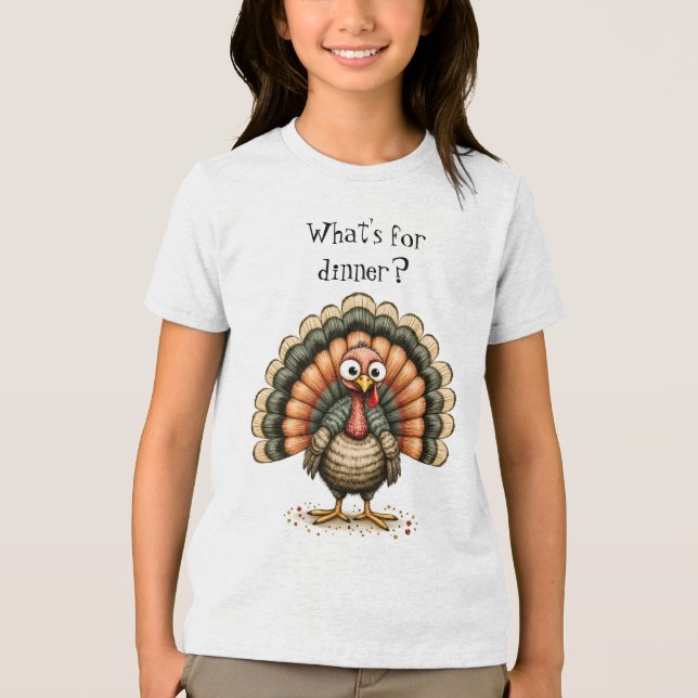 Camiseta Triblenda Wonky Quirky Turkey What's For Dinner? Kid's (Anverso)