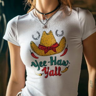 Camiseta Triblenda Yee Haw Y’all Cowgirl Gorra Diseño