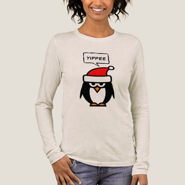 Camiseta Triblenda Yippee funny sarcastic Santa penguin Christmas (Anverso)