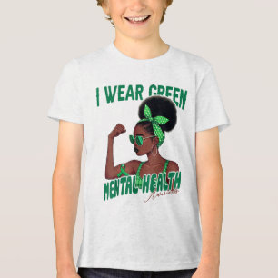 Camiseta Triblenda Yo uso conciencia verde sobre la salud mental de l