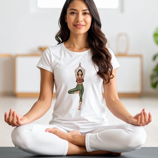 Camiseta Triblenda Yoga Pose Árbol Vrikshasana Fitness Mujer Yogi (Please note: This image is a digitally created mockup.)