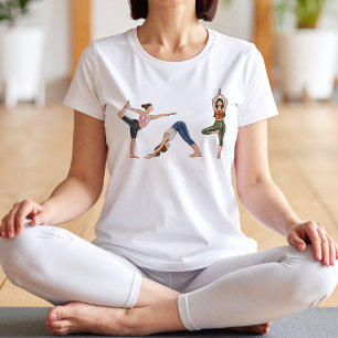 Camiseta Triblenda Yoga Poses Workout Fitness Balance Mujeres