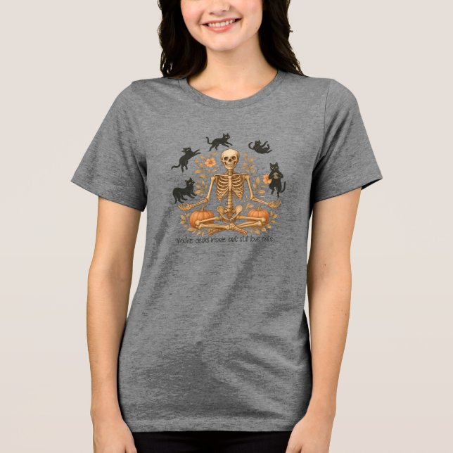 Camiseta Triblenda Yoga Skeleton Halloween (Anverso)
