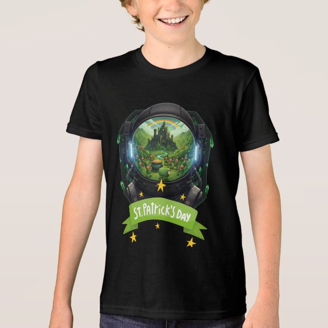 Camiseta Triblenda Youth St Patricks Day Space Luck Tee (Anverso)