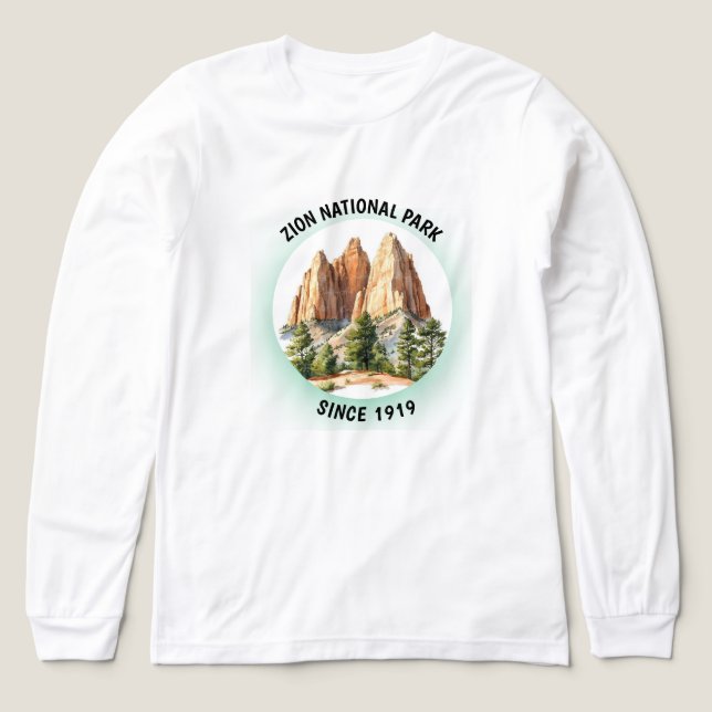 Camiseta Triblenda Zion National Park Retro Distressed Circle T-Shirt (Diseño frontal)