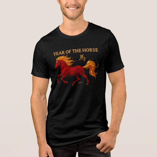 Camiseta Triblenda Zodiac Chinese New Year 2026 Yang Fire Horse (Anverso)