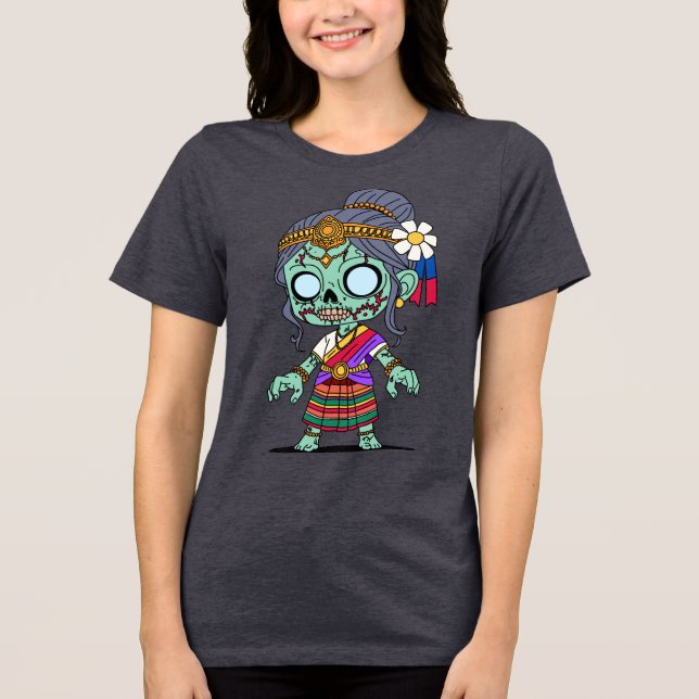 Camiseta Triblenda Zombie camboyano lindo (Anverso)
