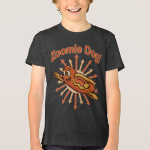 Camiseta Triblenda Zoomie Dog Flying Hot Dog Personalizado - Fun Retr