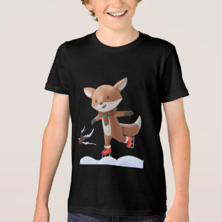 Camiseta Triblenda Zorro de dibujos animados patinando sobre hielo