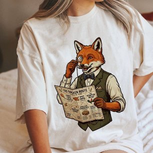 Camiseta Triblenda Zorro Elegante Con Monóculo Y Menú De Pollo