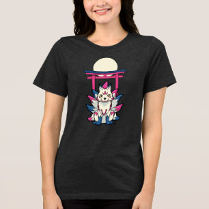 Camiseta Triblenda Zorro Kitsune de Nueve Colas- Yokai Divertido