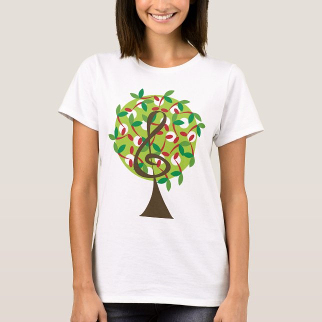 Camiseta Tríbol musical Cherry Notes Tree Whimsical Nature (Anverso)