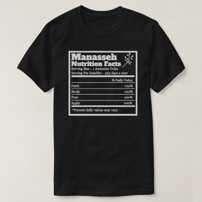 Camiseta Tribu De Manasseh - Hechos Nutricionales (Diseño del anverso)