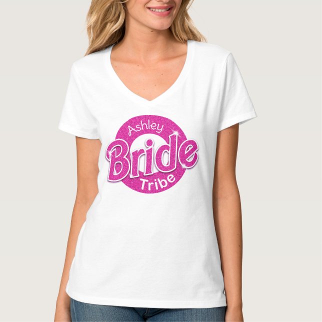 Camiseta Tribu de novias Purpurina rosa (Anverso)
