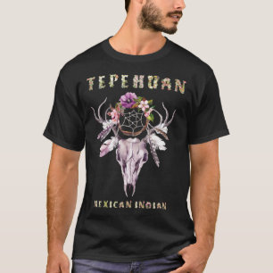 Camiseta Tribu india mexicana tepehuana BOHO Floral Skull r
