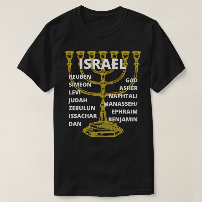 Camiseta Tribus de Israel Menorah  (Diseño del anverso)