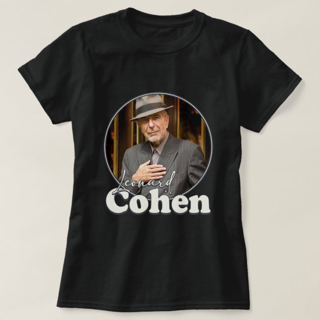 Camiseta Tributo de Leonard Cohen Retro Portrait FanArt (Diseño del anverso)