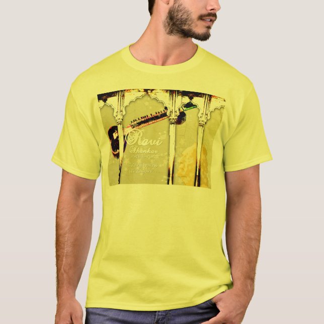 Camiseta Tributo de Ravi Shankar al Sitar - arcos, música, (Anverso)