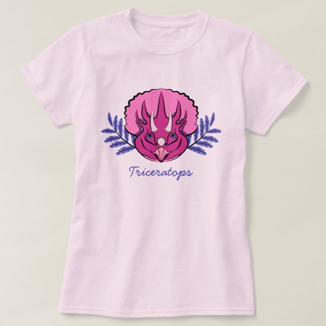 Camiseta Triceratops Bonito Dinosaurio Rosa (Diseño del anverso)