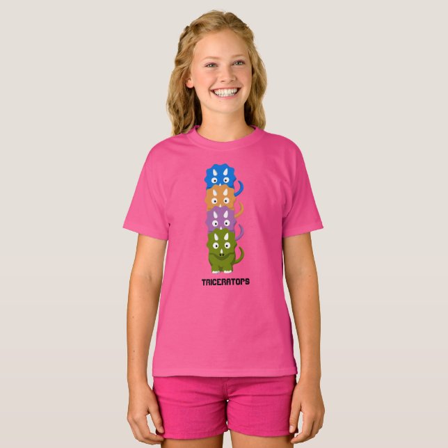 Camiseta Triceratops Colorfun Cute Personalizado T-Shirt (Anverso completo)