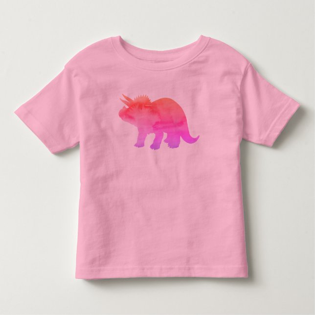 Camiseta triceratops dinosaurio de pintura rosa Na (Anverso)