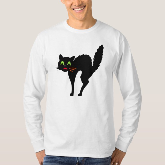 Camiseta Trick de Halloween de Gato Negro espeluznante o di (Anverso)