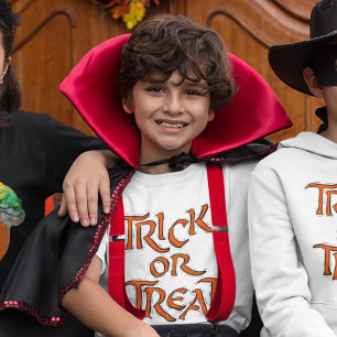 Camiseta Trick de Halloween o niños de la tipografía Naranj