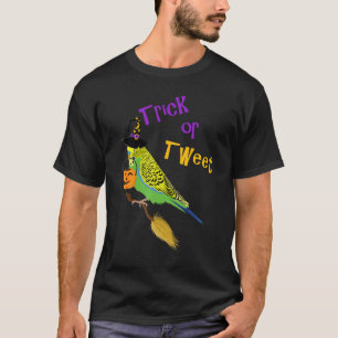 Camiseta Trick De Halloween O Tweet Green Budgie Cute Gráfi