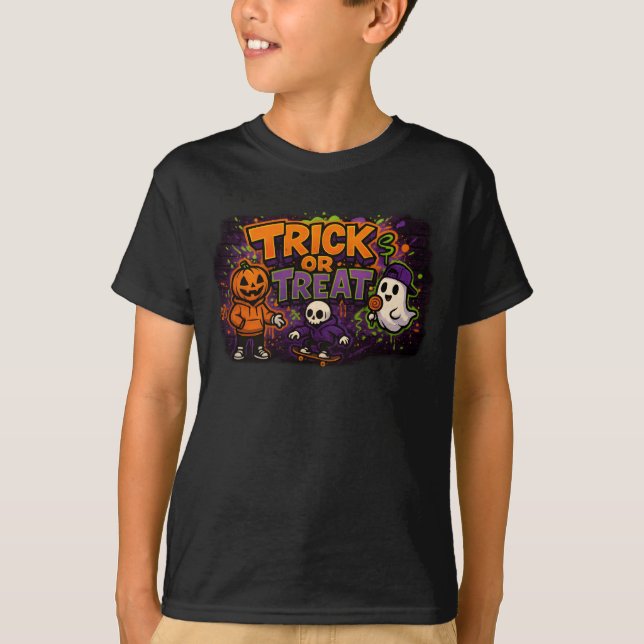 Camiseta Trick de Halloween o vestimenta de graffiti Unisex (Anverso)