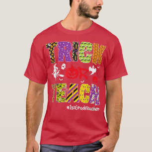 Camiseta Trick O Enseñar Calabaza De Halloween De Primer Gr