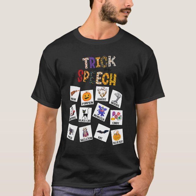 Camiseta Trick O Speech Halloween AAC SLP Squad Spean Lan (Anverso)
