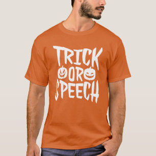 Camiseta Trick O Speech Halloween Discurso Terapista