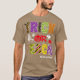 Camiseta Trick O Teach Educator Life Halloween Calabaza Ske