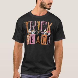 Camiseta Trick o Teach Floral Groovy Halloween Ret