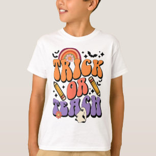 Camiseta Trick O Teach Groovy Teacher Ghost Funny Halloween