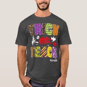 Camiseta Trick O Teach Para Life Halloween Calabaza Skeleto