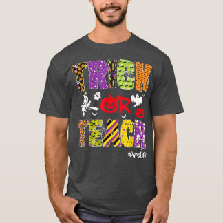 Camiseta Trick O Teach Para Life Halloween Calabaza Skeleto