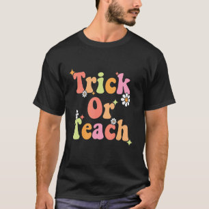 Camiseta Trick O Teach Retro Vintage Groovy De Halloween