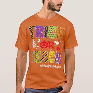 Camiseta Trick O Teach School Psicóloga Halloween Skele