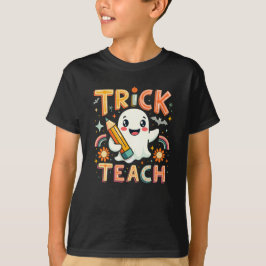 Camiseta Trick O Teach School Teacher Ghost Halloween