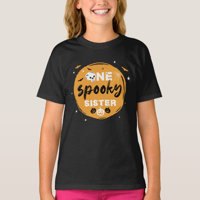 Camiseta Trick o trato familiar de Halloween espeluznante (Anverso)