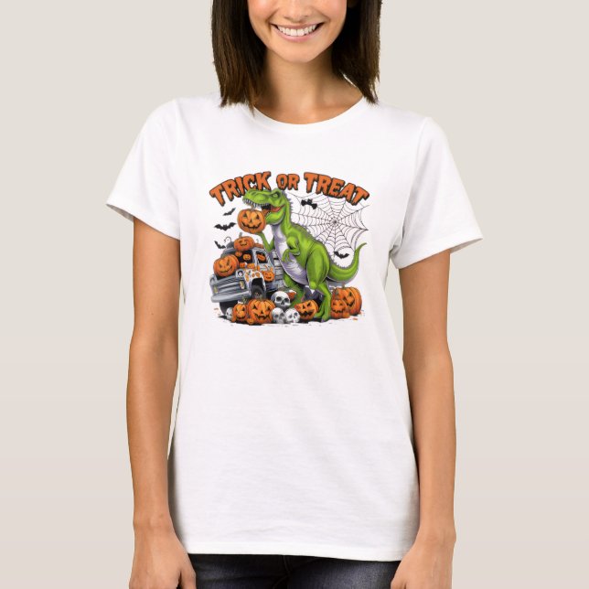 Camiseta Trick o Treat Dinosaur Halloween T-Shirt (Anverso)